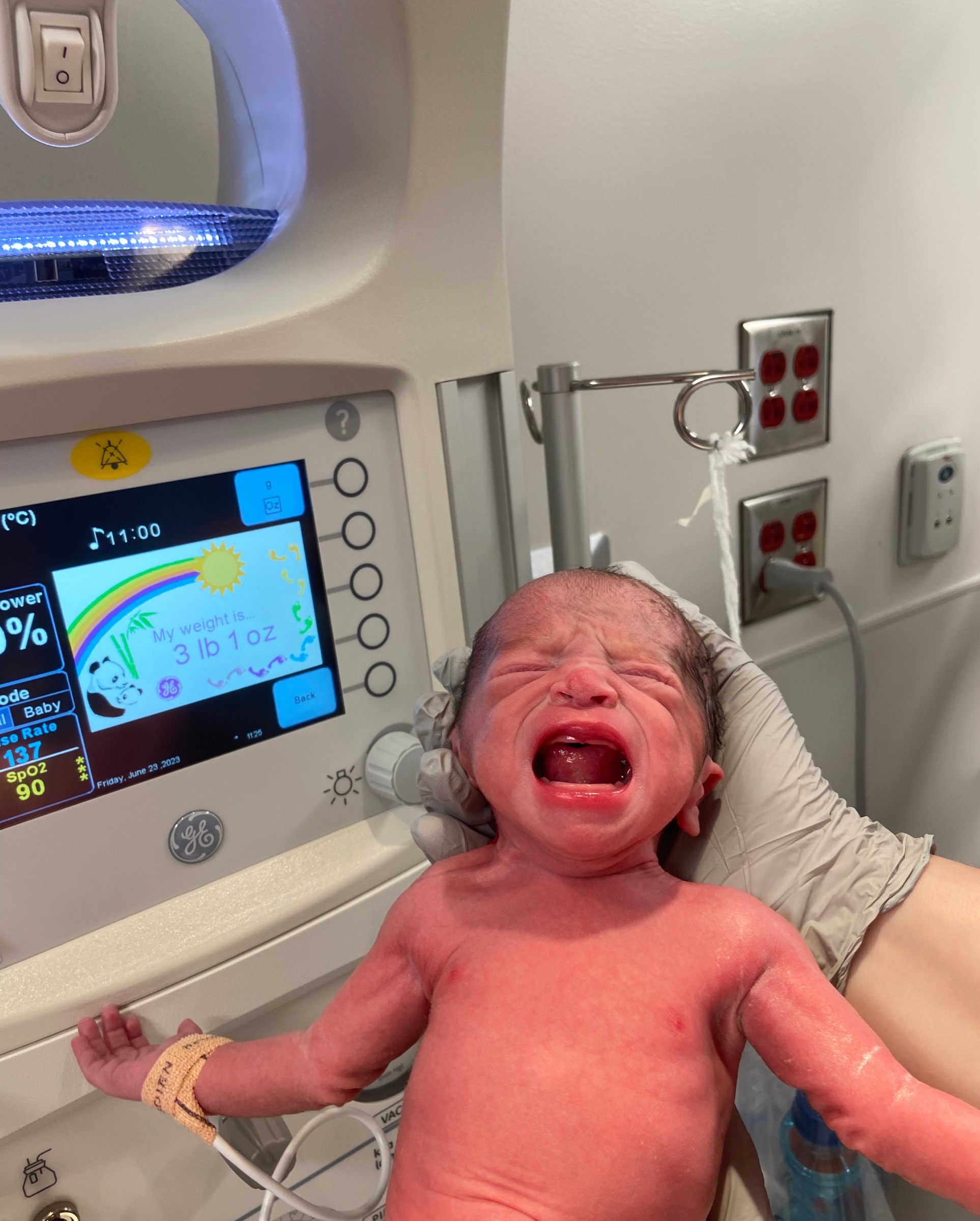 Baby crying in hospital after being born